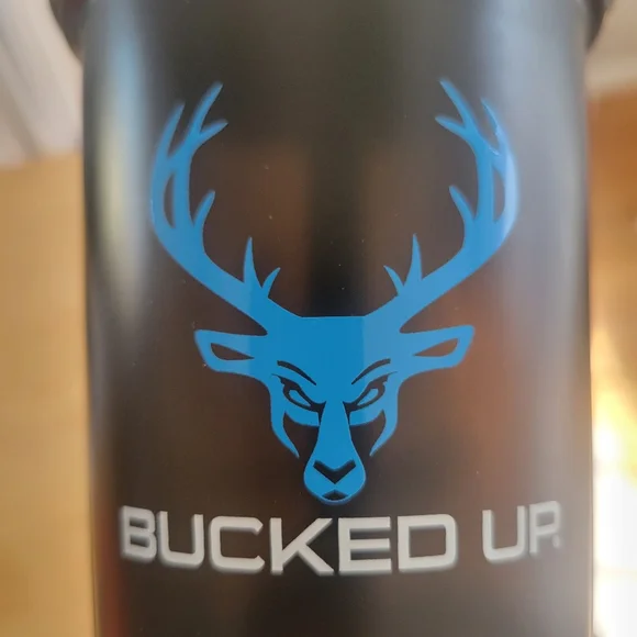 New Bucked Up Black Shaker Bottle with Blue Logo - Picture 2 of 5